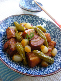 豚バラ肉とししとうとらっきょのさっぱり煮-レシピのメイン写真