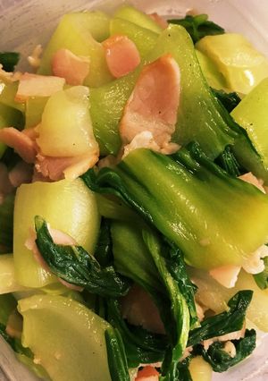 簡単！手抜き！チンゲン菜のベーコン炒め！-レシピのメイン写真