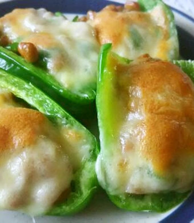 ピーマンの納豆チーズ焼き-レシピのメイン写真