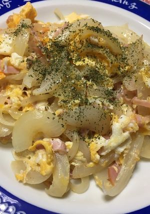 時間、お金節約！ハムと玉ねぎの卵炒め-レシピのメイン写真