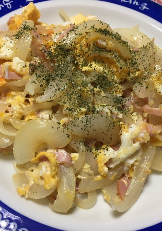 時間、お金節約！ハムと玉ねぎの卵炒め-レシピのメイン写真