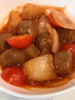 レンジで簡単!トマトミートボールの酢豚風-レシピのメイン写真
