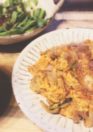お好み焼きの革命！簡単！ふわとろ豚キムチ-レシピのメイン写真
