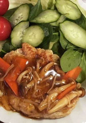 きのこ餡かけ豆腐ハンバーグ-レシピのメイン写真