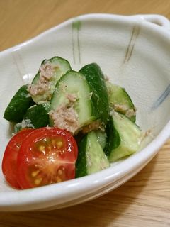 簡単すぎる♪1分できゅうり&ツナのサラダ-レシピのメイン写真