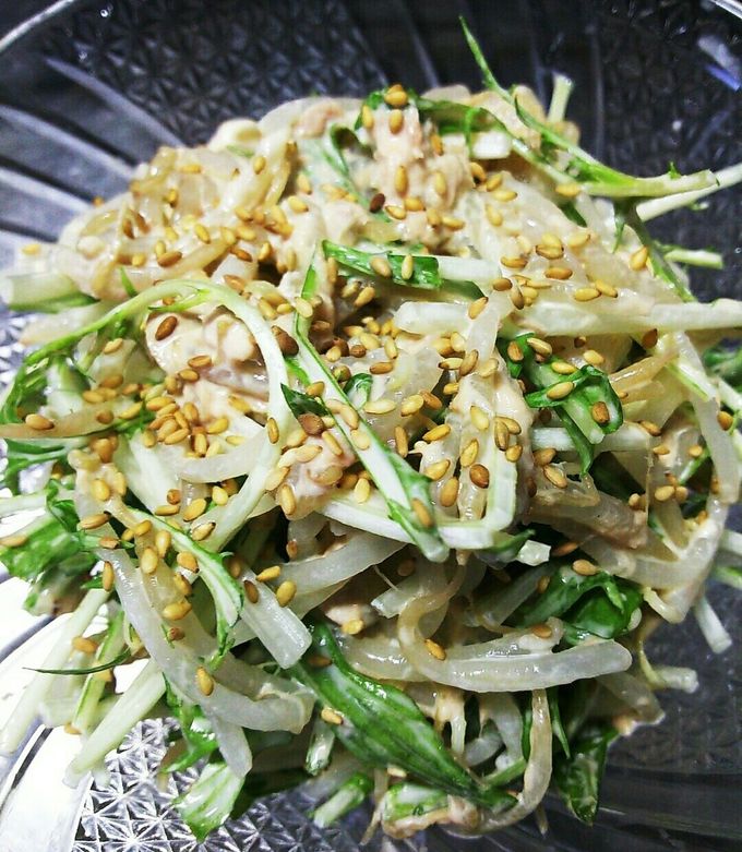 もやしと水菜のツナマヨぽんサラダ-レシピのメイン写真