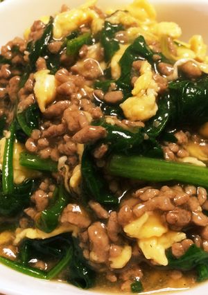 簡単&丼も！ひき肉ほうれん草の甘辛卵あん-レシピのメイン写真