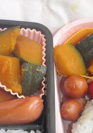 お弁当に♪レンジで１分×３かぼちゃの煮物-レシピのメイン写真