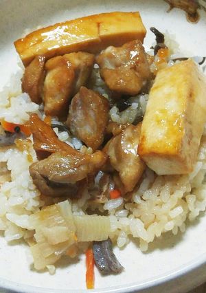 鶏ご飯の残りに鶏照り焼きをのせて別の味に-レシピのメイン写真