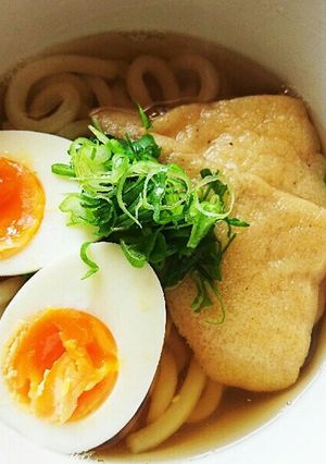 宗田節で月見きつねうどん-レシピのメイン写真