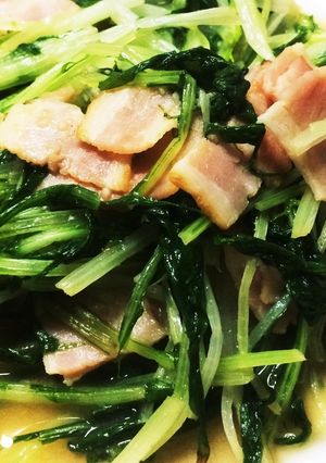 水菜とベーコンのガリバタポン♪-レシピのメイン写真
