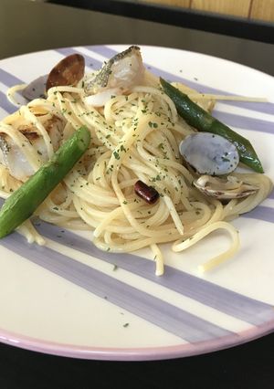 魚介とアスパラのピリ辛パスタ♪-レシピのメイン写真