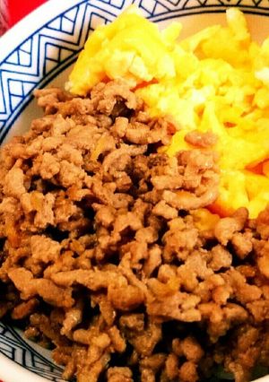 豚挽き肉と卵のそぼろ二色丼-レシピのメイン写真