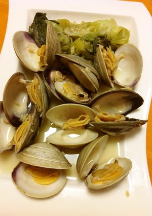 青梗菜とホンビノス貝の生姜酒蒸し-レシピのメイン写真