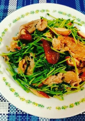 豆苗と豚肉の塩こうじ炒め☆-レシピのメイン写真