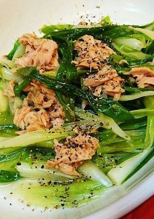 電子レンジで簡単♪ネギとツナ缶のお浸し♪-レシピのメイン写真