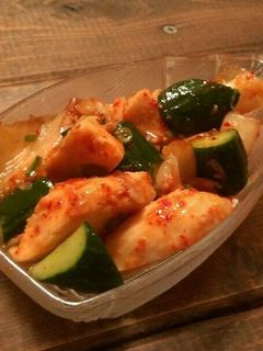 サラダチキンアレンジ2胡瓜と鶏キムチ和え-レシピのメイン写真