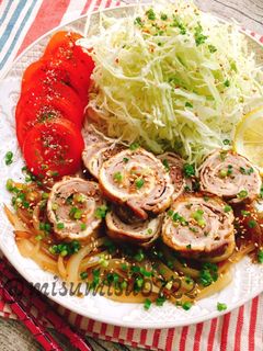 胡麻ドレで生姜焼き風☆油揚げの豚肉巻き-レシピのメイン写真