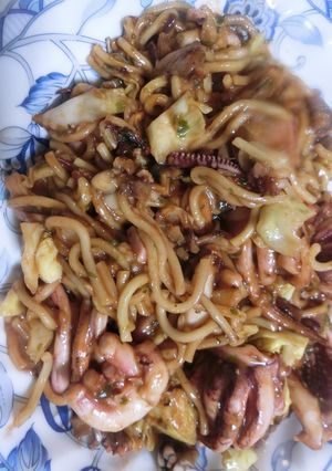 イカ焼きそばでもんじゃ焼きです＾＾-レシピのメイン写真