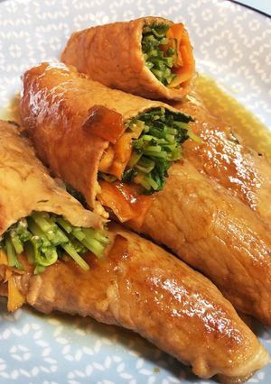 ＊豆苗と人参入り！肉巻きの照り焼き＊-レシピのメイン写真