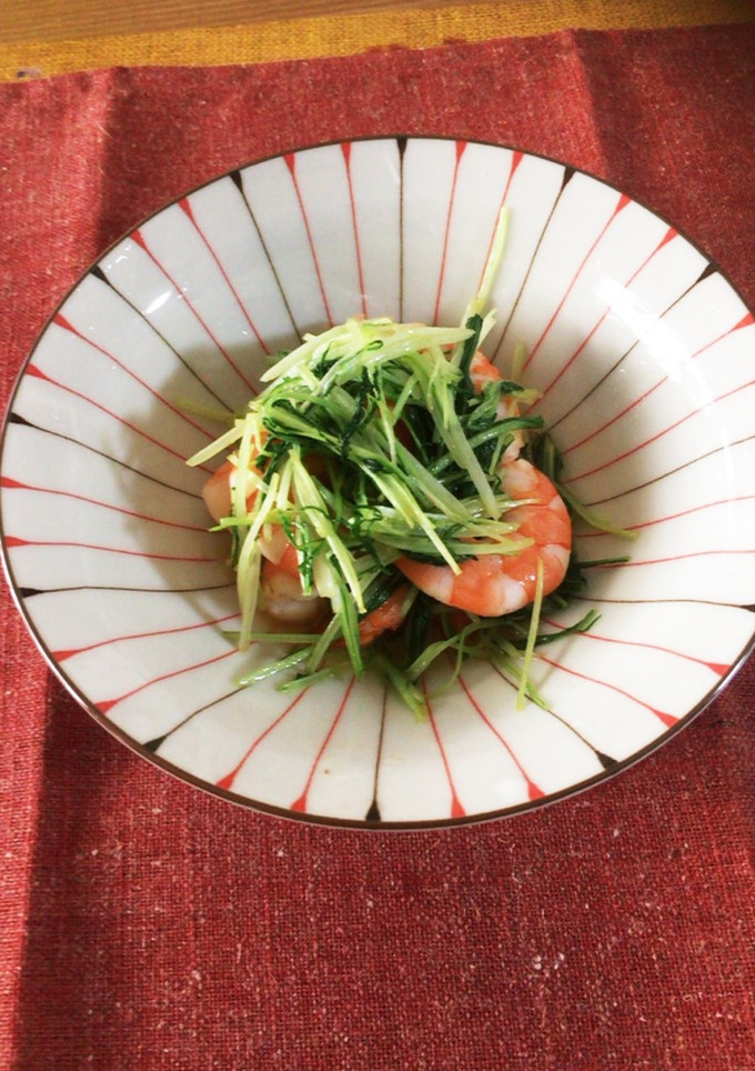 【簡単おつまみ】海老と水菜の中華炒め-レシピのメイン写真