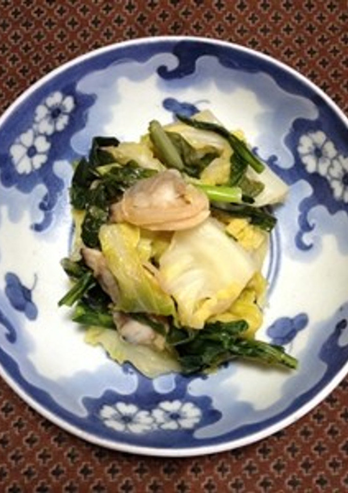 あさりとキャベツ、小松菜の蒸し煮-レシピのメイン写真