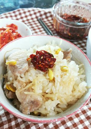 豚肉もやしご飯(삼겹콩나물 밥 )-レシピのメイン写真
