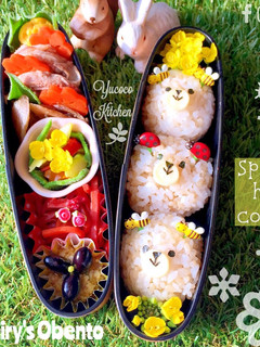 蜂くま、てんとう虫くまのおにぎり♡春弁当-レシピのメイン写真