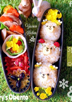蜂くま、てんとう虫くまのおにぎり♡春弁当-レシピのメイン写真