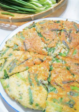 長芋でヘルシー！ねぎ焼き(ワケギ焼き)-レシピのメイン写真