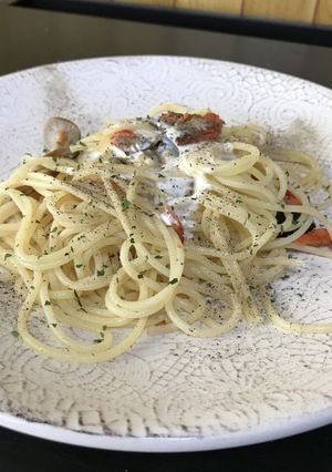 鮭としめじのピリッとクリームパスタ作り♪-レシピのメイン写真