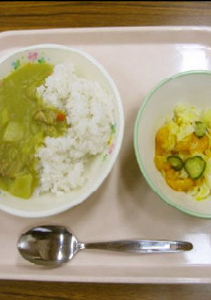新発田市給食レシピ！アスパラみどりカレー-レシピのメイン写真