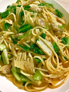たけのことアサリ、小松菜の和風パスタ-レシピのメイン写真