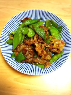 豚コマと絹さやのコクうま味噌炒め-レシピのメイン写真