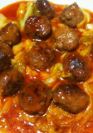 肉団子とキャベツのトマトあんかけ炒め-レシピのメイン写真