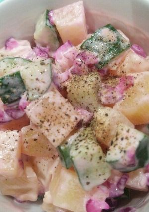春色♪ピンクのキューブポテトサラダ☆-レシピのメイン写真
