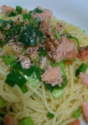 焼鮭とねぎのペペロンチーノ-レシピのメイン写真