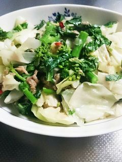 キャベツと菜の花のツナ炒め-レシピのメイン写真