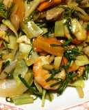 塩麹＋豚モモ一口カツ用＋海老で中華炒め