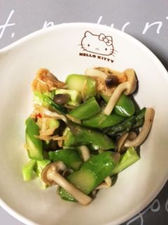 アスパラとブロッコリーの明太なめ茸和え-レシピのメイン写真