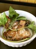 鰹（カツオ）の竜田揚げと三つ葉丼♪