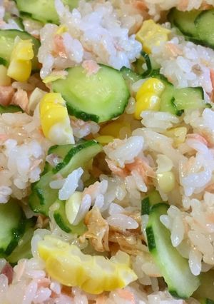 夏香る♩鮭ととうもろこしの香味混ぜご飯-レシピのメイン写真