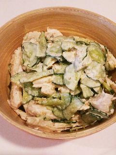 鶏胸肉ときゅうりのすりごまサラダ-レシピのメイン写真
