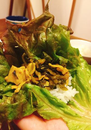 豚バラと高菜のレタス包み-レシピのメイン写真