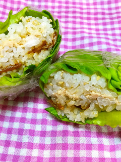 サラダ菜おにぎらず♪エリンギツナマヨ♬-レシピのメイン写真