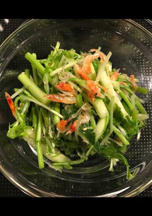 シャキ×2美味しい！空芯菜と水菜サラダ-レシピのメイン写真