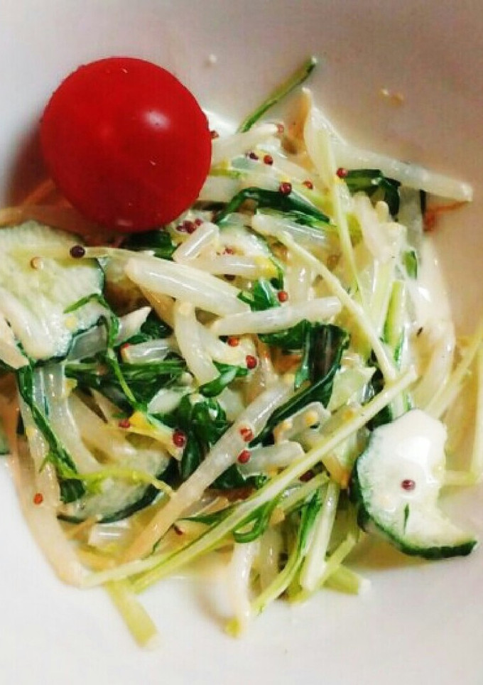 もやしと水菜の粒マスタードマヨネーズ和え-レシピのメイン写真