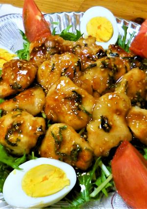 簡単！鶏むね肉でさっぱり梅しそ照り焼き-レシピのメイン写真
