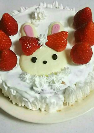 ★プリキュアのうさぎショートケーキ★-レシピのメイン写真