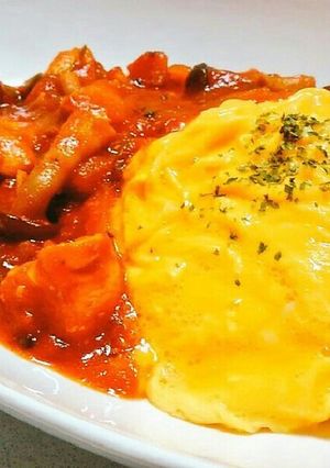 チキンのトマト煮込みオムライス-レシピのメイン写真